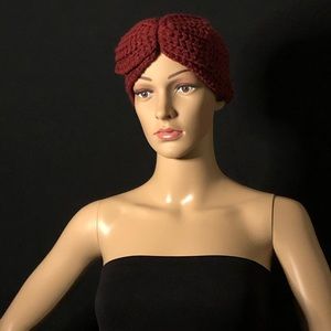 Maroon fluffy knit headband